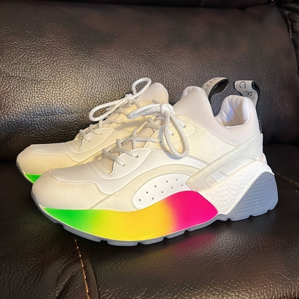 SALE!!! STELLA MCCARTNEY womens logo Rainbow chunky Sole Sneakers NWOB - Picture 8 of 12